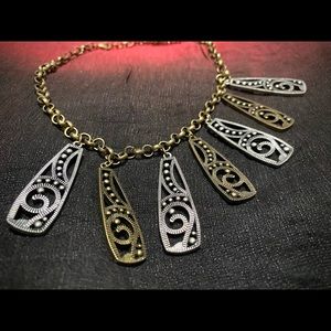 BRASS GOLD SILVER NECKLACE CHOKER BOHO tribal